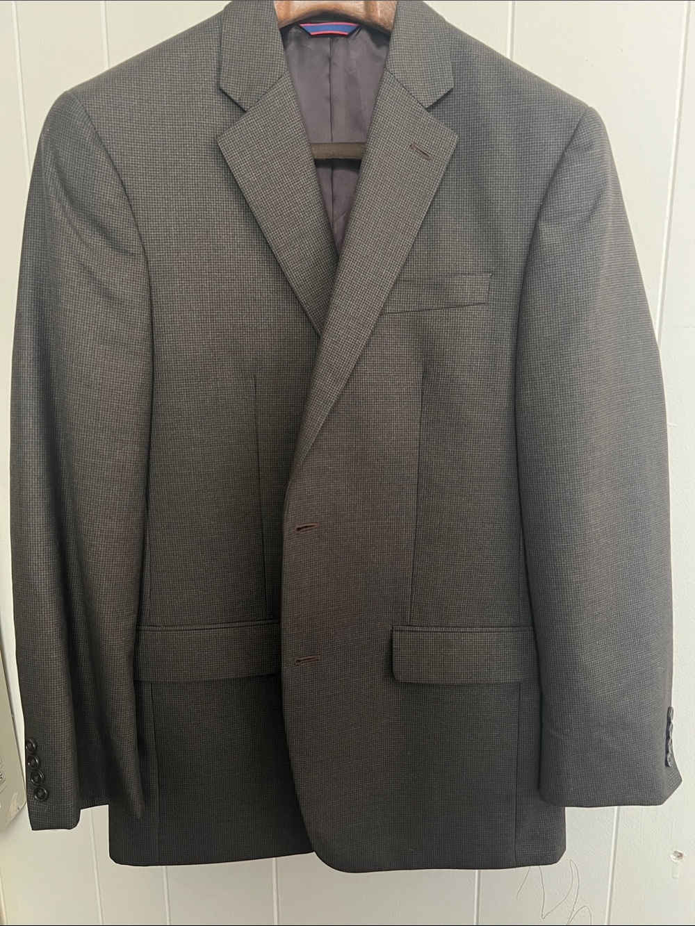 IZOD Men’s Sport Coat Blazer Brown Micro-Check 40L Two Button Classic Fit